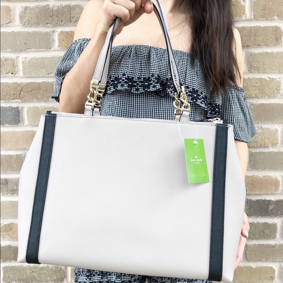 Kate Spade Hazel Court Mason Large Tote Black Bow - Picture 4 of 8